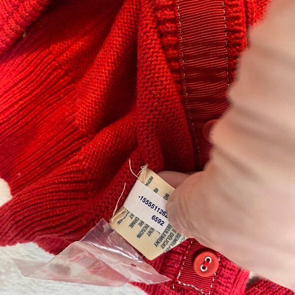 American Eagle Womans Cardigan Sweater S Red Cable Knit Button-Front Cotton - Picture 11 of 13